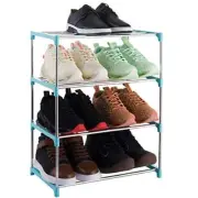 Xerhnan 4-Tier Stackable Small Shoe Rack, Lightweight Shelf 4-Tier, Blue
