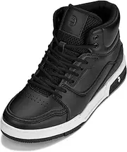 [CALTO] Men's Invisible Height Increasing Elevator Shoes - Lace-up Sporty High Top Sneakers - 3 Inches Taller