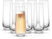 [JoyJolt] Milo Stemless Champagne Flutes Set of 8 Crystal Glasses. 9.4oz Champagne Glasses. Prosecco Wine Flute, Mimosa Glasses Set, Cocktail Glass Set, Water Glasses, Highball Glass, Bar Glassware