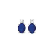 Silver Blue Oval Studs in Blue
