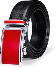 [Dubulle] Black Leather Belt for Mens Ratchet Belt with Removable Automatic Buckle New Sliding Buckle Belt for Suit