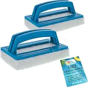 U.S. Pool Supply Hand-Held Pool Scrub Brush, 2 Pack - Scrubbing Scouring Sponge Pad - Clean Pool Tile & Grout, Walls, Vinyl Liners, Spas - Surface Cleaning Scrubber, Kitchen, Bathroom Tub, Shower Tile