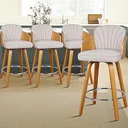 [ALFORDSON] 2X Bar Stools, Adjustable Kitchen Stools with Chrome Steel Footrest, Swivel Fabric Home Bar Counter Barstools, Dining Chair in 66cm Seat Height with Anti-Slip Floor Protector, Alice Grey