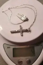 Silver Chain And Cross Sterling Silver 925, 18 Inch.