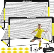 Kids Soccer Goal for Backyard Set - 2 Set of 6X4 ft Toddler Soccer Nets Training Equipment, Soccer Ball, Pop Up Portable Soccer Set for Kids and Youth Games and Training Goals Ages 3-16 Gift