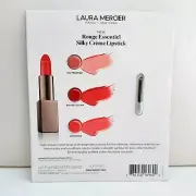 Laura Mercier Rouge Essentiel Silky Creme Lipstick Sample Card, 3 shades & Brush