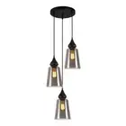JEREZ Pendant Lamp Light Interior ES 3X72W Black Smoke Glass Flat Top OD370mm X