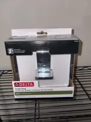 Ara Wall Mount Square Closed Towel Ring In Chrome By Delta #77546