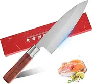 Chef Deba Knife, 7 inch Fish Fillet Knife, Japanese AUS-10V Super Stainless Steel Single Bevel Japanese Kitchen Knife for Fish Cutting Ultra Sharp Blade & Rose Wood Ergonomic Handle