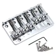 5 String Metal Fixed Bass Bridge L-Shaped Saddle Top Load Tailpiece Silver