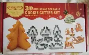 3D Christmas Scenario 8 Piece Cookie Cutter Set Stainless Steel New in Box Tree