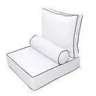 AD105 Large Contrast Pipe Trim Deep Seat Back Rest Bolster Insert Slip Cover Set