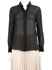 Black Silk Jacquard Pattern Shirt