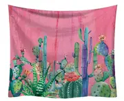 T61 95*73cm Green Cactus Pattern Wall Carpet Beautiful Wall Background Cloth Tapestry Bedroom Living Room Decoration