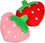 Toddmomy 2pcs Squeaky Dog Toys,Soft Strawberry Shape Plush Dog Toys Interactive Dog Chew Toys for Medium, Small Puppy Dogs Teething Toys