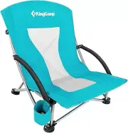 KingCamp Low Folding Beach Chairs for Adults,Portable Back, Lowback_cyan