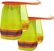 [Generic] Hard Hat Neck Cover | 2Pcs Construction Safety Neck Sun Shield | Reflective High-Visibility Neck Protector | Sun Shade Attachment for Hard Hats, Outdoor Work Sites, Roofing, Road & Construction Crew