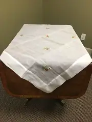 America Retoled 45” Square Embroidered Table Cloth 100% Cotton