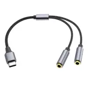 USB C Earphone Cable TypeC Male To Double 3.5mm Female Y Splitters Music Cable