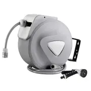 20M Green Fingers Retractable Water Hose Reel Garden Storage AutoRewind Spray Gun