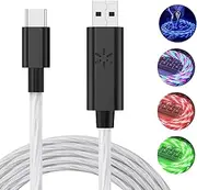 USB Cable, LED Light UP USB A to USB C Cable for PlayStation 5/for Xbox Series X/S/for Switch OLED/Lite/NS Controller, Light UP USB C Charging Cord (1.8M)