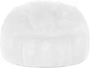Bean Bag Chairs for Adults Kids(no Filler),2.3-5ft Fluffy Fur Pouf Sofa Cover Bean Bag Chair Couch Beanbag Ottoman Relax Lounge Futon Puff (Color : White, Size : 3.3ft-D100cm-cover)
