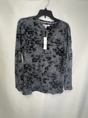 Chico’s Mosaic Snake Touch of Cool Layering Tee LS NWT carbon gray sz 2