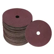 100PCS Fiber Grinding and Sanding Discs 7" x 7/8" 80 Grit, Red-Brown