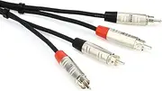Hosa HRR-003X2, Dual Rean RCA to Dual Rean RCA Pro Stereo Interconnect Cable, 3 Feet, Red/Black