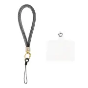 Phone Lanyard, Nylon Detachable Wrist Strap with Phone Patches, Black