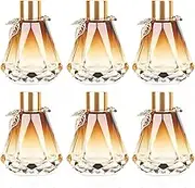 6PCS Reed Diffuser, Reed Diffuser Empty Bottles with 6PCS Delicate Gold Leaf Decor DIY, Glass Fragrance Diffuser Set with lids for Home, Bathroom, Refillable, Diamond Style Gold