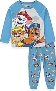 [PAW PATROL] Nickelodeon Boys 2-Piece Long Sleeve Shirt and French Terry Pants Set for Toddler and Big Kids