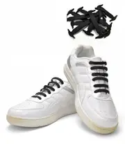 BLACK - No Tie Shoe Laces - Silicon Eyelet Anchor - 16 Straps Adult - Free Post