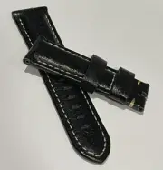 New Generic 24mm Black Ostrich Look High Quality Leather Band for Panerai Watch