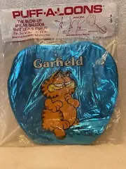 VINTAGE 1978 Garfield Foil Blow Stick Balloon New Blue Heart Shaped Jim Davis