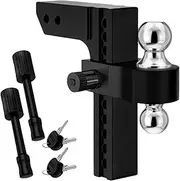 Adjustable Trailer Hitch (Fits 2-Inch Receiver)-Heavy Duty Aluminum Tow Hitches With 10-Inch Drop/Rise For Truck (12,5(GRAY)