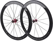700C V/C Rim Brake Road Bike Wheelset 30mm 40mm 50mm Rims Bicycles Front Rear Wheels Quick Release Bearing Hubs Cassette 7-12 Speed (Color : Red Hub, Size : 40mm)