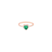 (W) Pandora Sparkling Elevated Heart Ring Rose Gold Plated Green