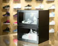 在飛比找Yahoo!奇摩拍賣優惠-【益本萬利】DS17 頂規款 原木製 透明鞋盒 球鞋收納盒 