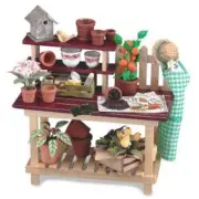 MINIATURE DOLLHOUSE 1:12 REUTTER DECORATED GARDEN WORK BENCH - 1.741/1