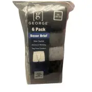 George Men Boxer Briefs Underwear Size 3XL 6 Pack Tag Free Comfort Softer New