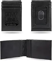 Rico Industries NFL Football Philadelphia Eagles 2 Time Champs Black Laser Engraved Front Pocket Wallet - Compact/Comfortable/Slim