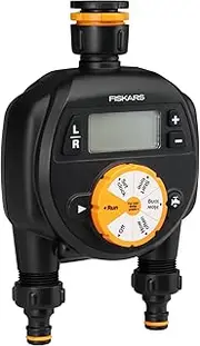 Fiskars Timer with 2 Outputs, for All Standard Tap Sizes, Easy to Read LCD Display, Universal Size, 580 g, Black/Orange, 1054792