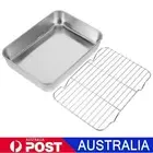 Stainless Steel Baking Pan Deep Oven Tray with Rack Set Roasting Cookie Sheet