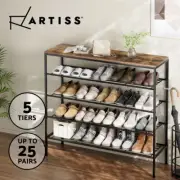 Artiss Shoe Rack 25 Pairs 5-tier Shoe Storage Organiser Shelf Metal frame Walnut