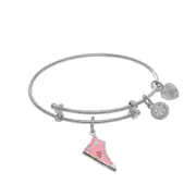 High Top Pink Enamel Shoe Charm Adjustable Bangle Girls Bracelet