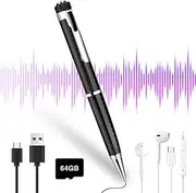 Fresum 64GB Digital Voice Recorder Pen, HD Voice Recorder with MP3 Playback, Noise Reducing Recording Device for Lectures, Meetings, Classes