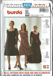 Burda 8433 Sewing Pattern - Misses Dress, Two Lengths - Costume - Renaissance