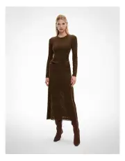 [Witchery] Mesh Twist Front Dress in Cocoa