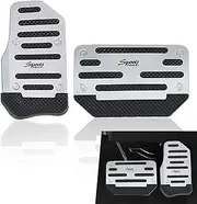 Crynod 2 PCS Car Alloy + Anti-Slip Rubber Strip Foot Pedal Kit, 5.12" x 3.54" Brake Pedal + 3.11" x 5.91" Accelerator Pedal, Retrofit Replacement Accessories, for Most Automatic Car Models (Silver)